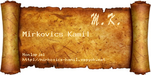 Mirkovics Kamil névjegykártya